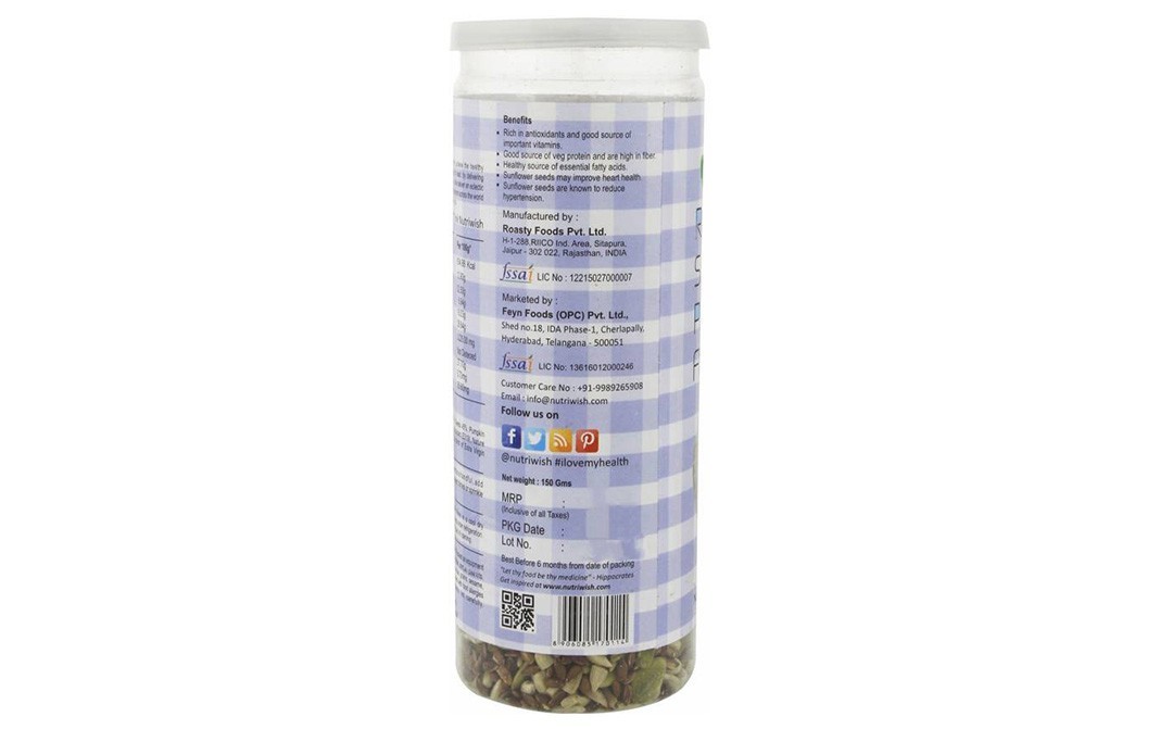 Nutriwish Roasted Sunflower, Pumpkin And Flax Blend   Plastic Jar  150 grams